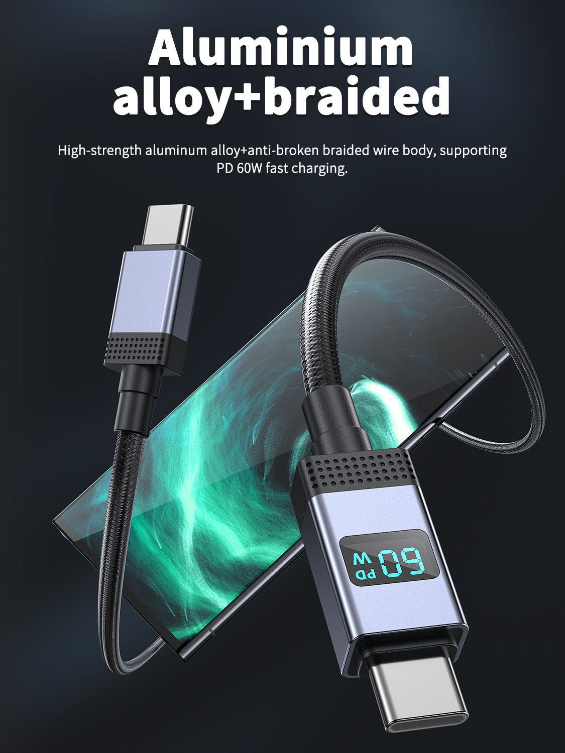 Type-C to IP Fast charging 27W fast charging data cable with digital display