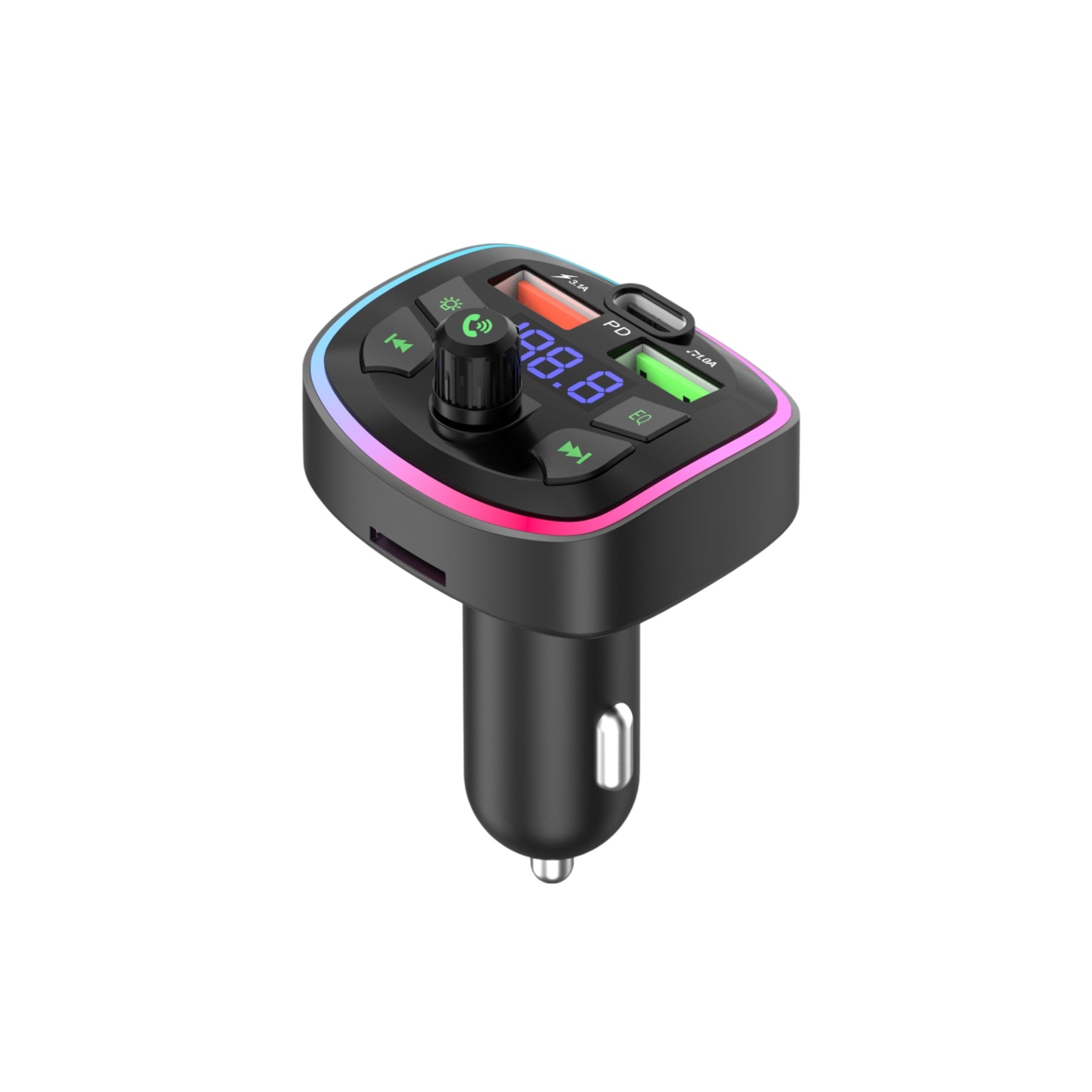 USB+ Type-C Ports Charger Fast Charger Bluetooth 5.0 FM Transmitter for Car, Wireless Bluetooth FM Radio Adapter Music Player