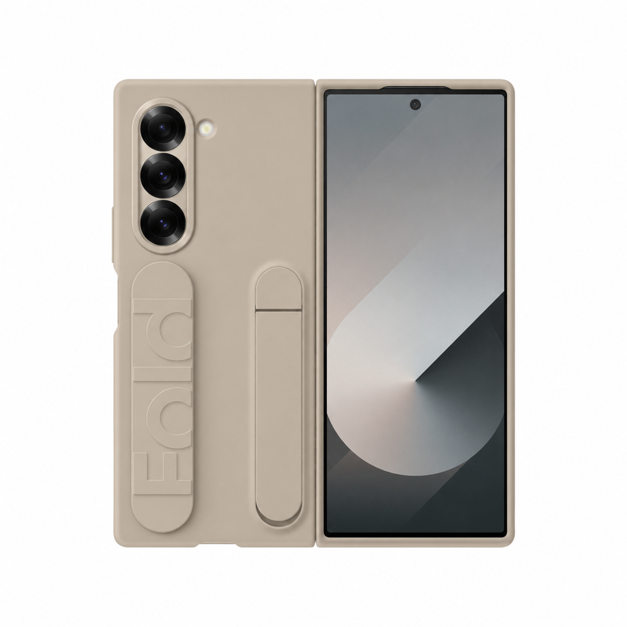 Samsung Z Fold 5 - Stand Wrist Strip Silicon Case - Sand