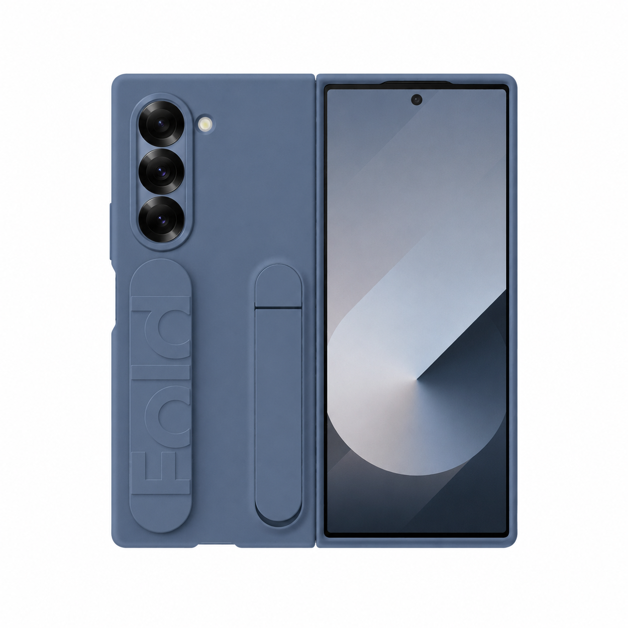 Samsung Z Fold 5 - Stand Wrist Strip Silicon Case - Blue