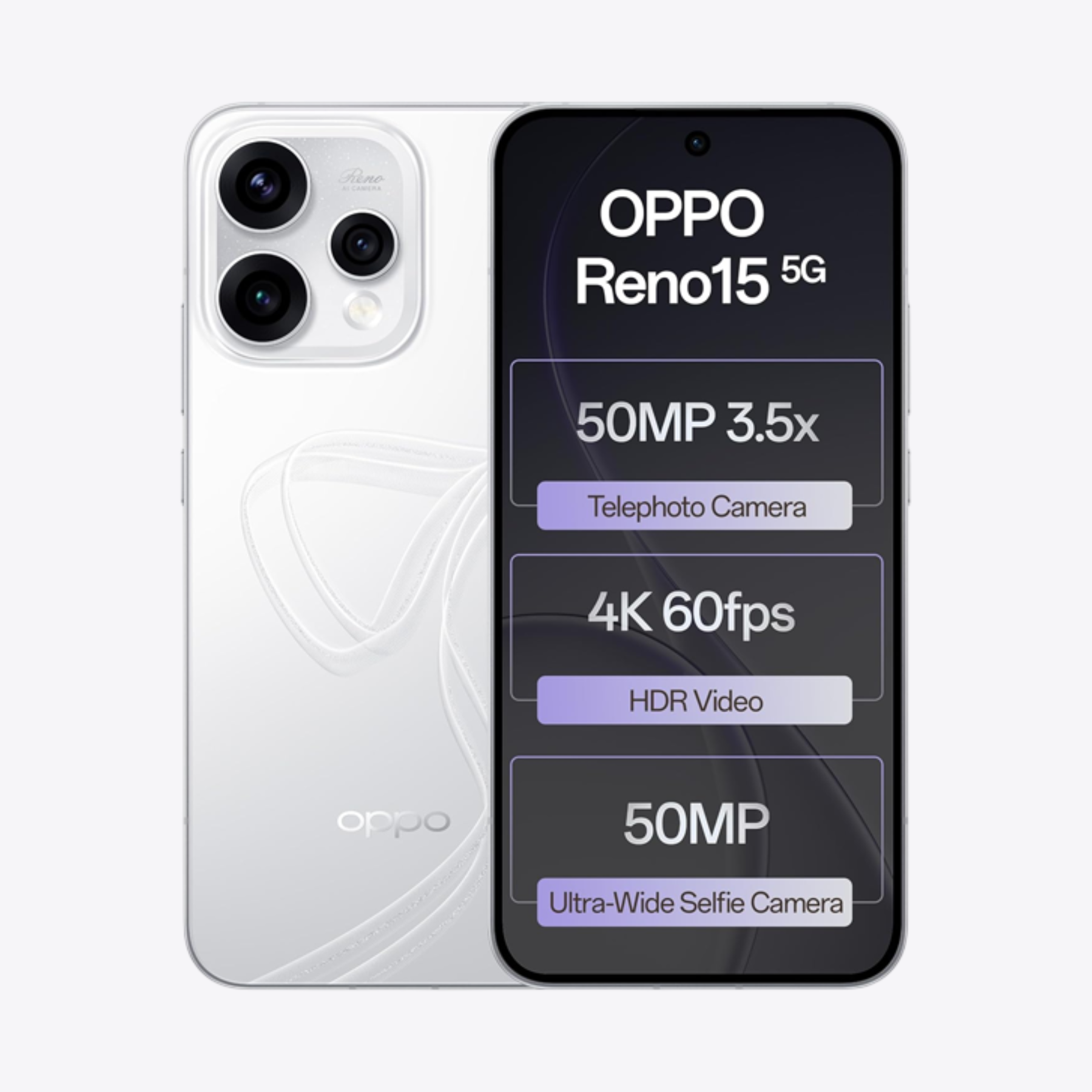 OPPO RENO 15 5G - 8-256GB - GLACIER WHITE (BOX PACK)