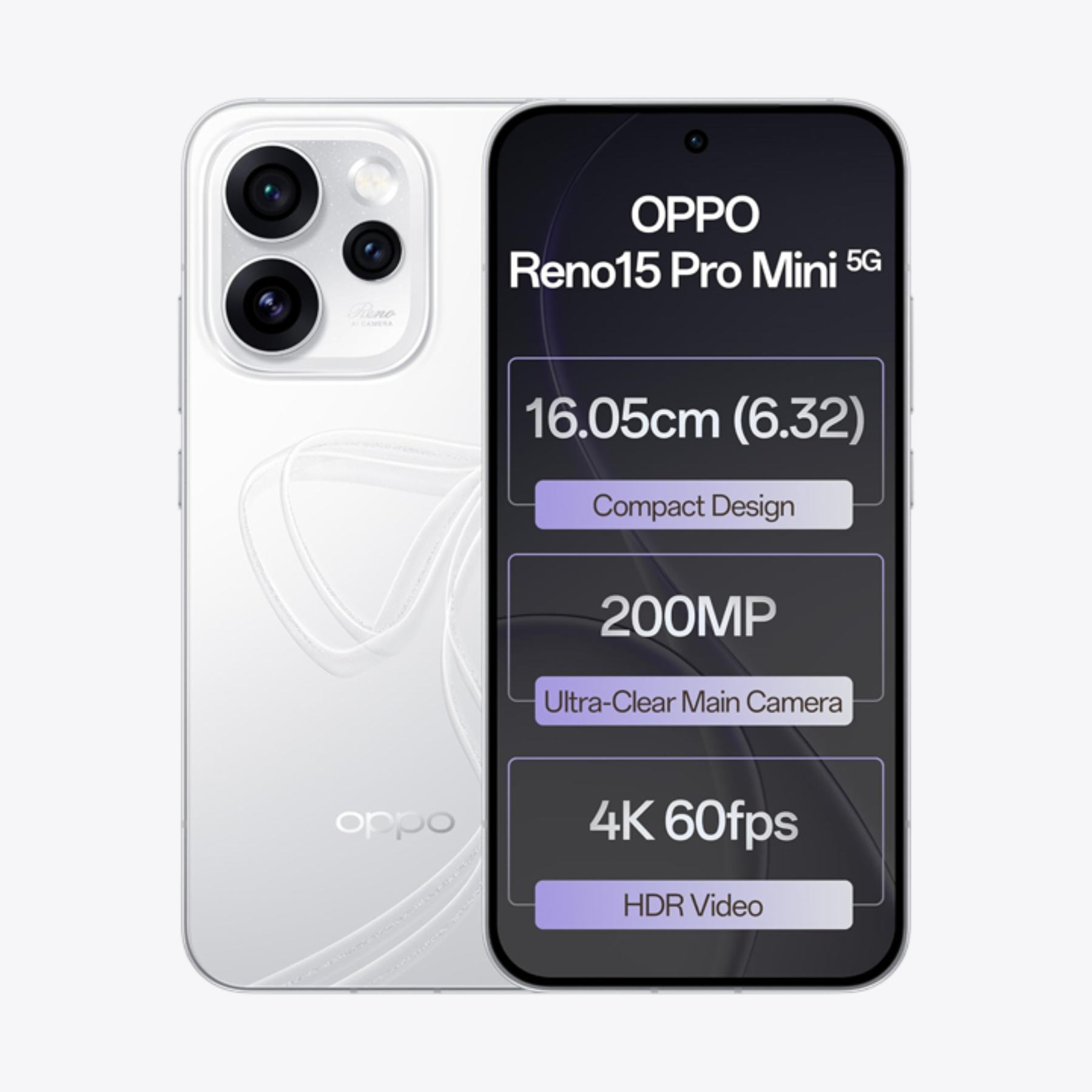 OPPO RENO 15 PRO MINI 5G - 12-256GB - GLACIER WHITE (BOX PACK)