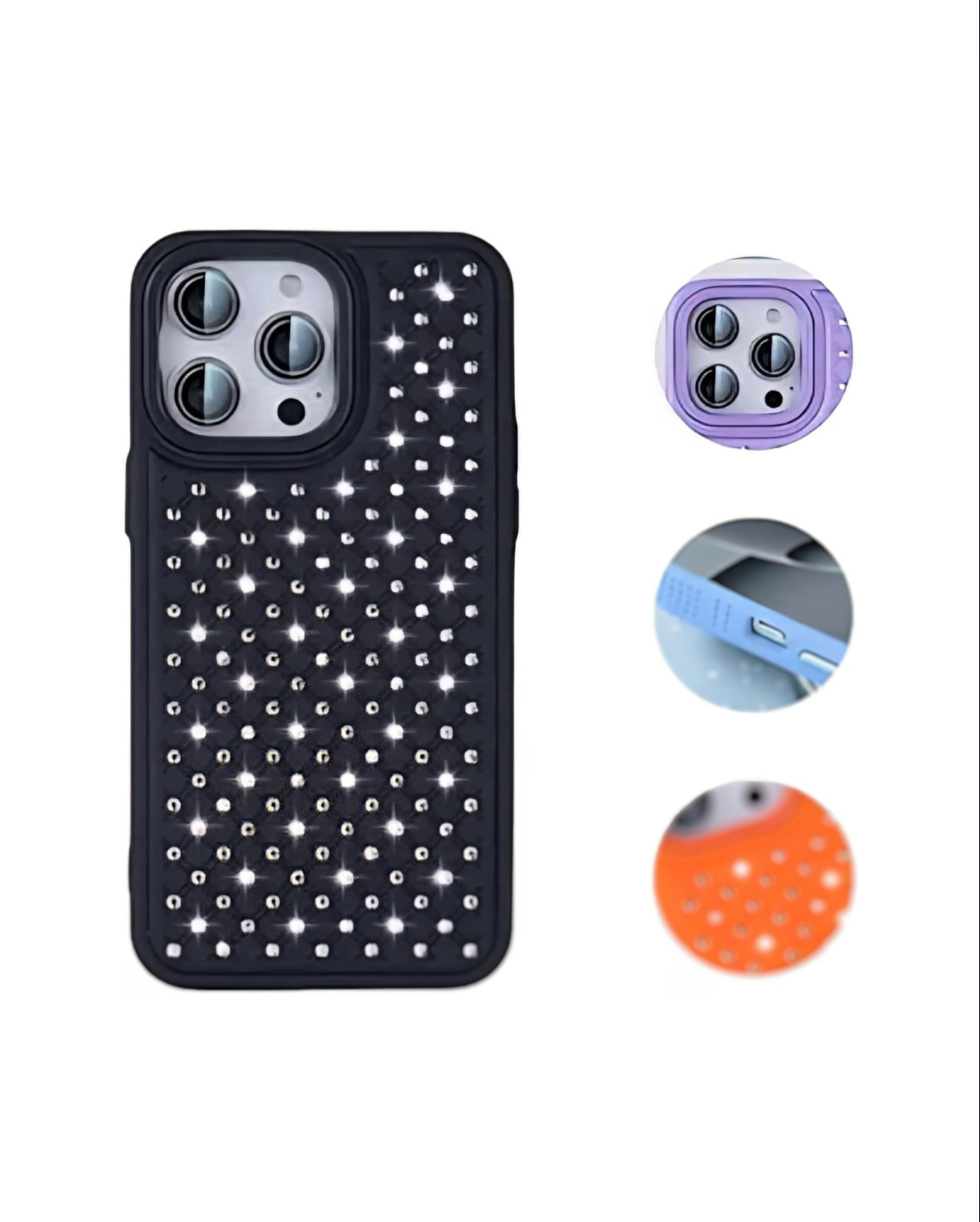 Case for iPhone Luxury Case With Crystals, Anti Scratch, Enhanced Camera Protection, Shockproof (Mint Green)