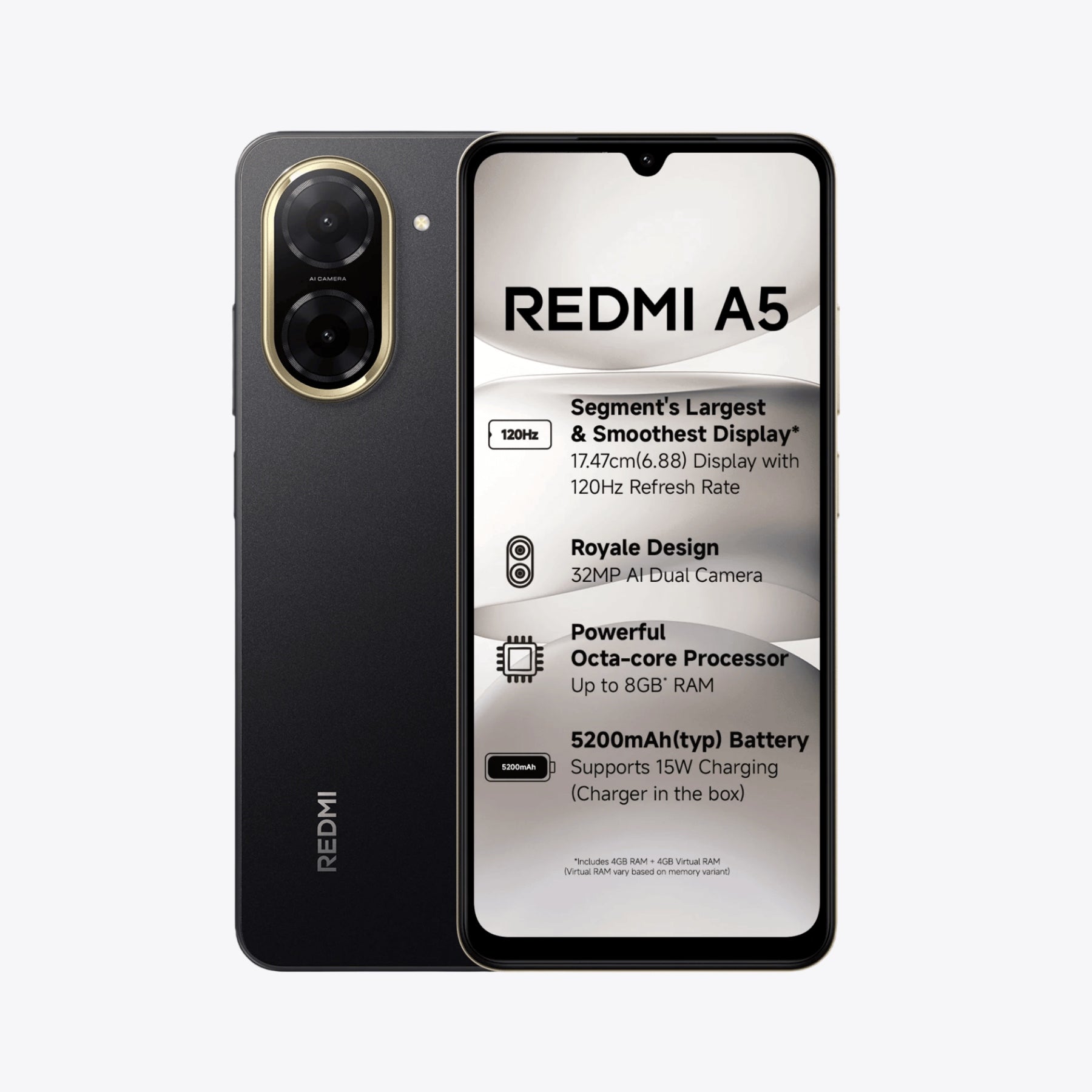 REDMI A5 - 3-64GB - JUST BLACK (BOX PACK)
