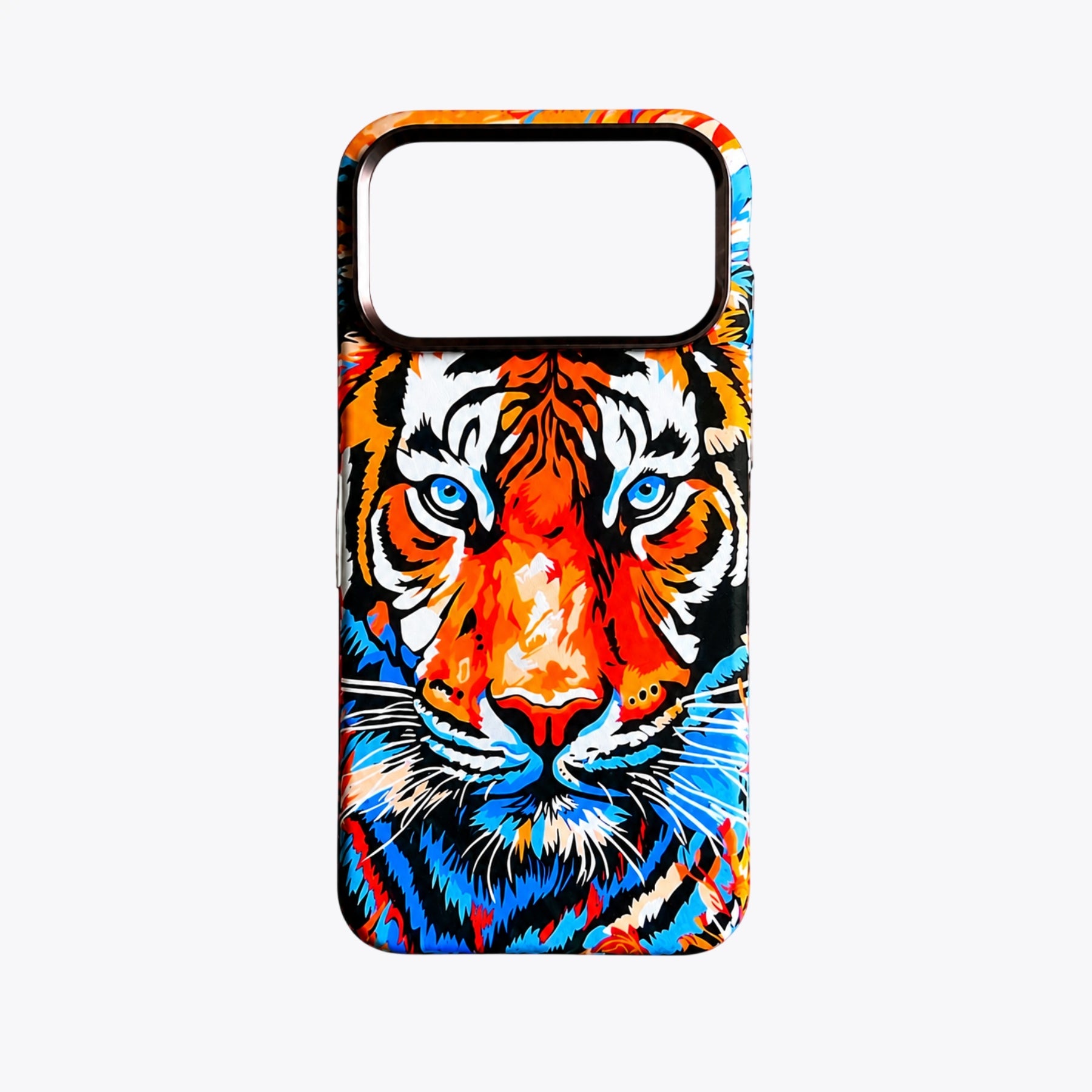 iPhone 17 Pro Max Carbon Fiber Texture Design Hard Pc MagSafe Case Cover (Colorful Tiger)